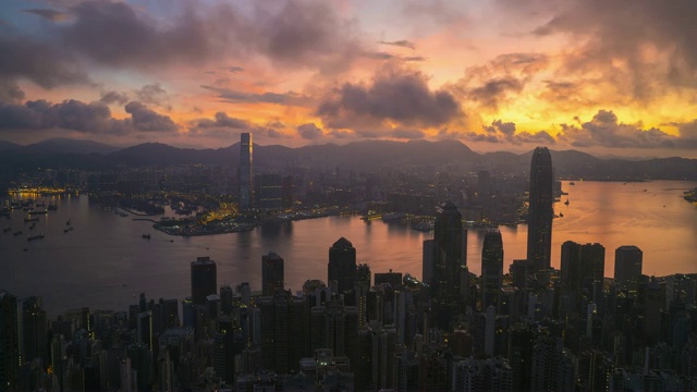 时光流逝场景日出香港维多利亚港视频素材