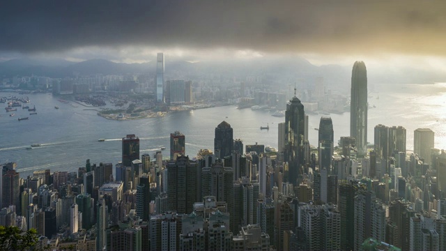 时光流逝场景日出香港维多利亚港视频素材