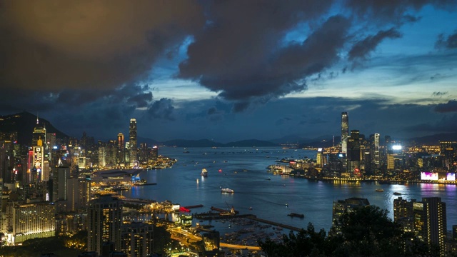 时光流逝场景日出香港维多利亚港视频素材