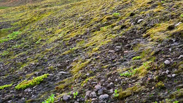 美丽的山与苔藓岩石山的观点视频素材