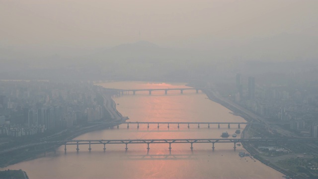 汉江市区阴天视频素材