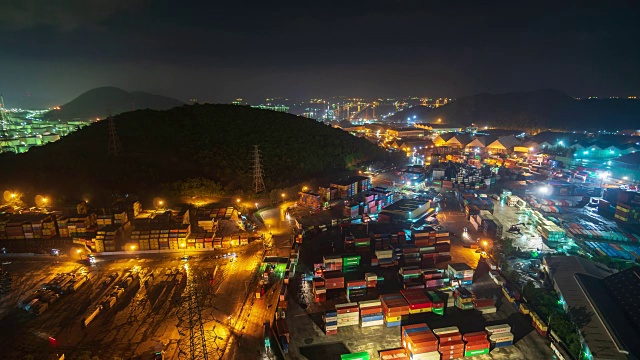 时间流逝:在导出和导入的夜景容器视频素材