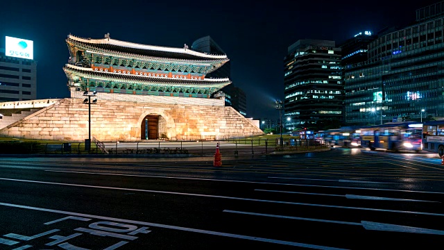 韩国首尔的南大门(南大门市场)的时间间隔。视频素材