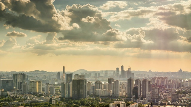 首尔市中心和Yeouido(金融区)的城市建筑视频素材