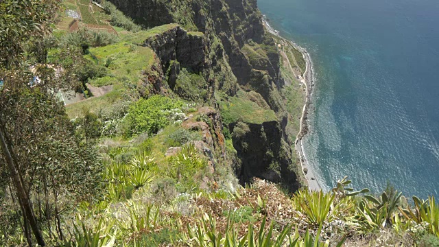 海岸线和大西洋的全景从卡波吉劳，马德拉，葡萄牙，大西洋，欧洲视频素材