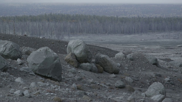 火山景观地面上的岩石，堪察加半岛，2009年视频素材