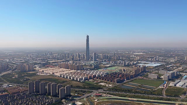 天津城市景观鸟瞰图-在建摩天大楼视频素材