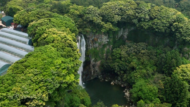 济州岛的恩托浦瀑布(著名旅游景点)视频素材