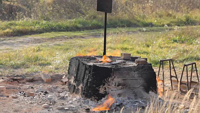 森林里气田着火了视频素材