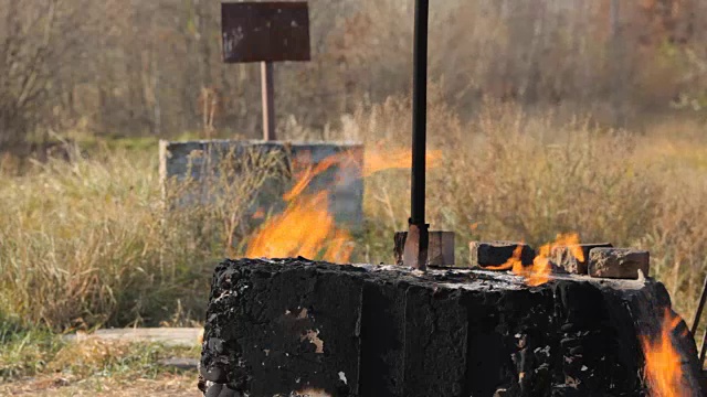 森林里气田着火了视频素材