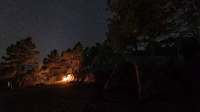 泰国清迈省Doi Pha Hom Pok营地上方的星形运动。视频下载