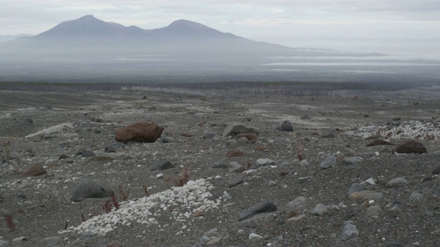 火山景观地面上的岩石，堪察加半岛，2009年视频素材