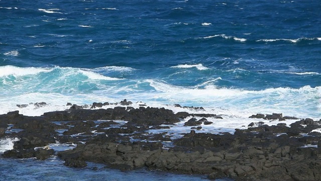 在济州岛济州市惠普宰海滩冲浪的观点视频素材