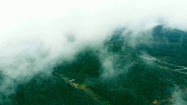 鸟瞰图山与雾视频素材