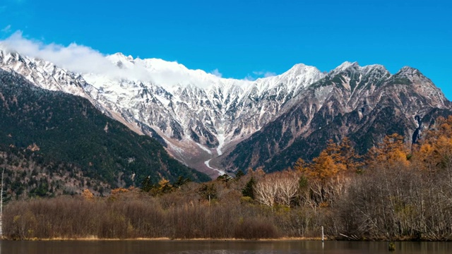 雪帽山，上高知，大正池和阿尔卑斯山，日本视频素材