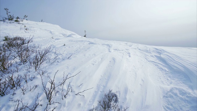 雪山斜坡的景色。相机向后移动。清晰的冬日。俄罗斯视频下载