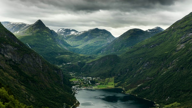 挪威Møre og Romsdal Geirangerjord的时间流逝视频素材