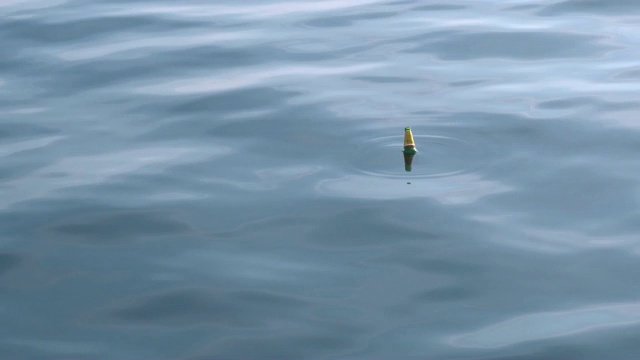 瓶子漂浮在海岸附近的海面上。自然污染视频素材