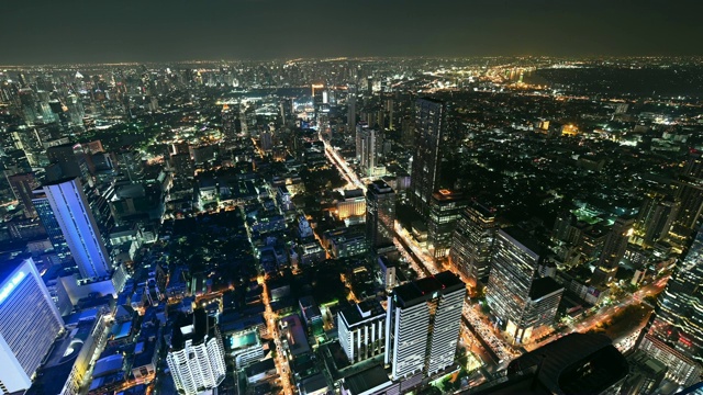 4K曼谷城市夜景鸟瞰图时间流逝视频素材