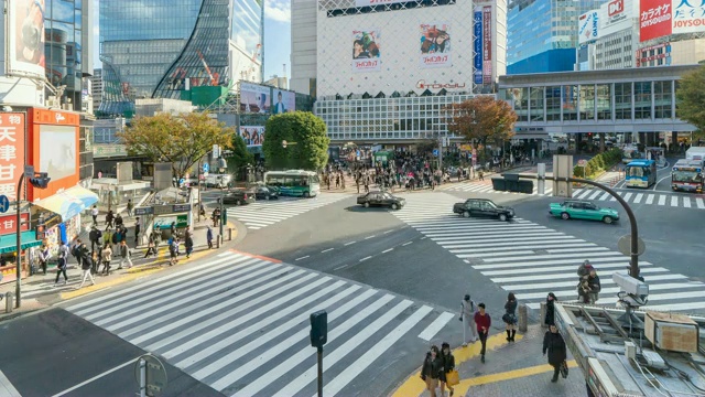 日本东京银座，涩谷，世界上最繁忙的人行横道之一视频素材