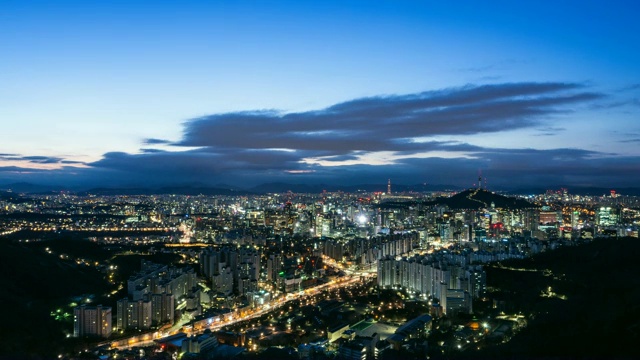 夜景和日出在南山周围地区，中古，首尔视频素材