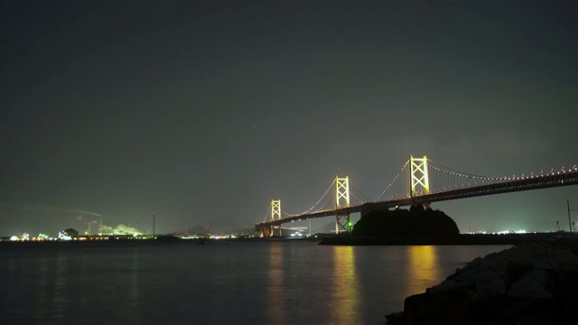 时间流逝:濑户大桥之夜(四国侧)视频素材