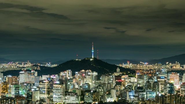 汉城中区南山周边的昼夜景观视频素材