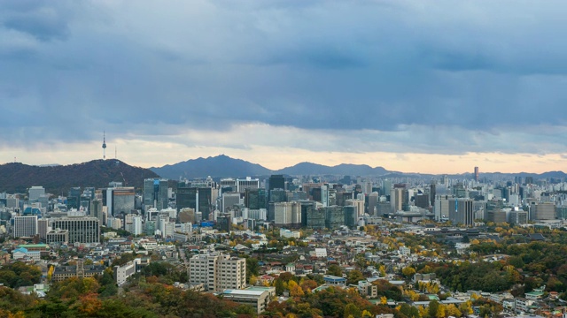 首尔南山和钟no区周围的城市景观视频素材