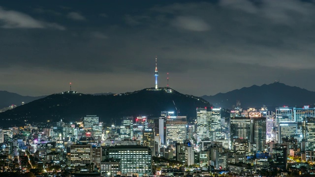 汉城中区南山周边的昼夜景观视频素材