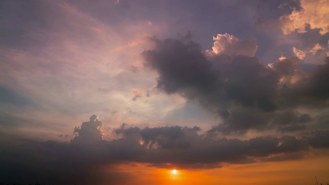 4k时间流逝白天到晚上日落天空背景在夏季视频素材