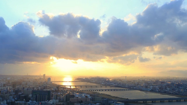 时间流逝日落梅田天空大厦，大阪视频素材