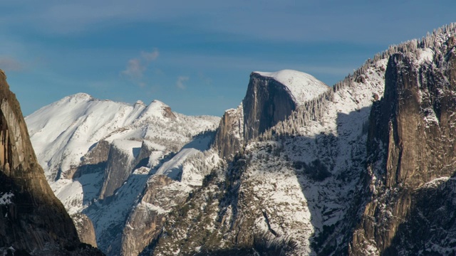 半圆顶优山美地全景冬季景观视频素材