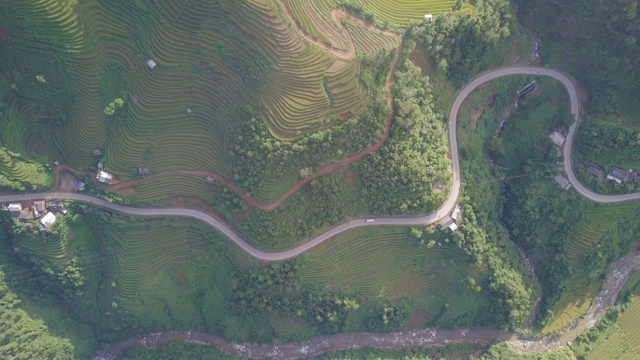 越南风景，稻田梯田在木仓寨，盐白，越南视频素材