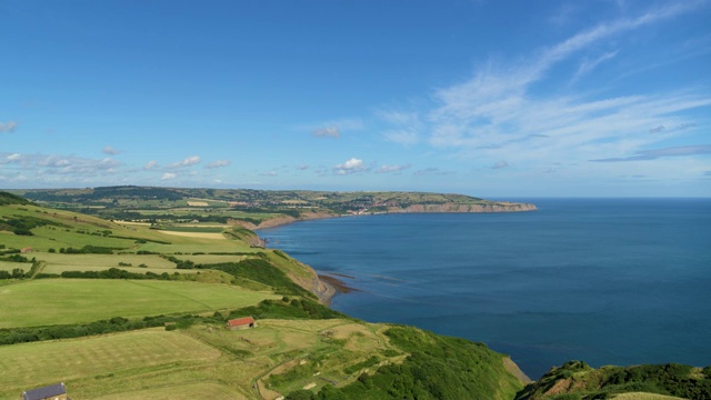 克利夫兰方式和罗宾汉湾海岸视图，Ravenscar，北约克郡视频素材