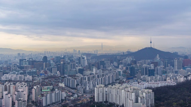 韩国首尔城市天际线的时光流逝视频素材