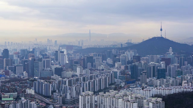 韩国首尔城市天际线的时光流逝视频下载