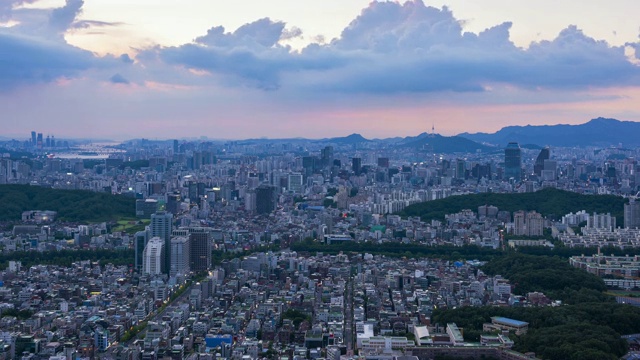 韩国首尔城市天际线的时光流逝视频下载