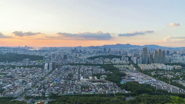 韩国首尔城市天际线的时光流逝视频下载