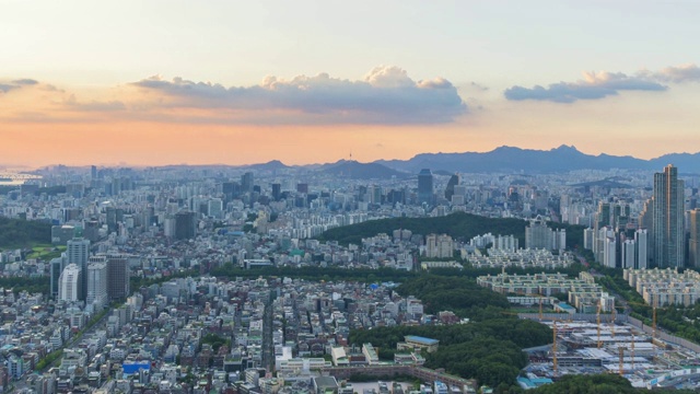 韩国首尔城市天际线的时光流逝视频下载