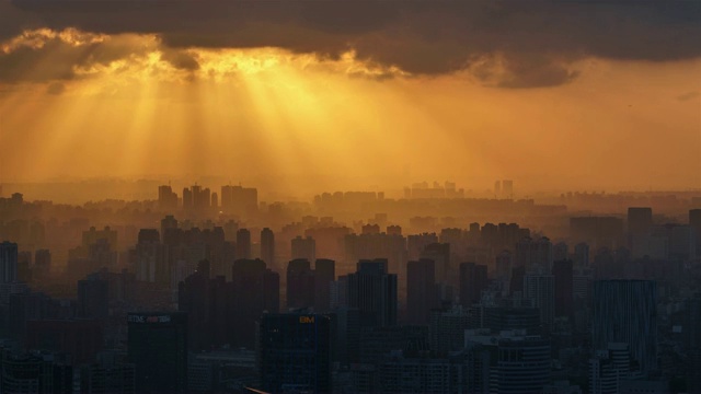 在上海外滩拍摄美丽的日落天际线视频素材