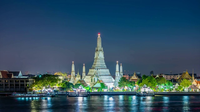 时间流逝Wat Arun temple在背景视频下载