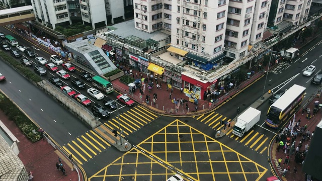 香港一个十字路口的高角度视频视频素材