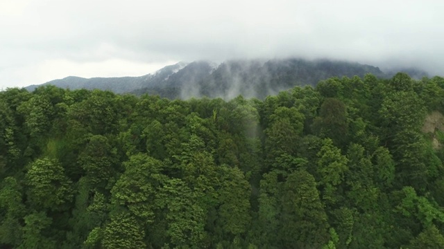 4 k天线。在雾山中飞行，向山顶移动视频素材