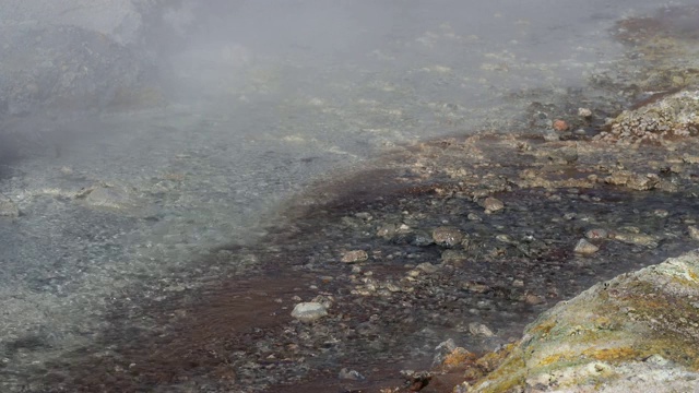 侵略性的火山景观-热矿泉水流视频素材