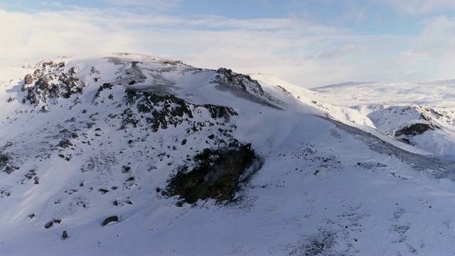 WS鸟瞰图冰雪覆盖的山，冰岛视频素材