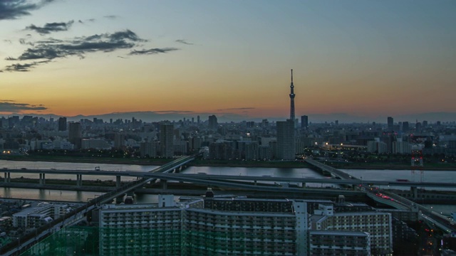 美丽的城市景观与东京的天空树在日本视频素材