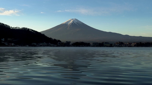 早上在川口湖的富士山视频素材