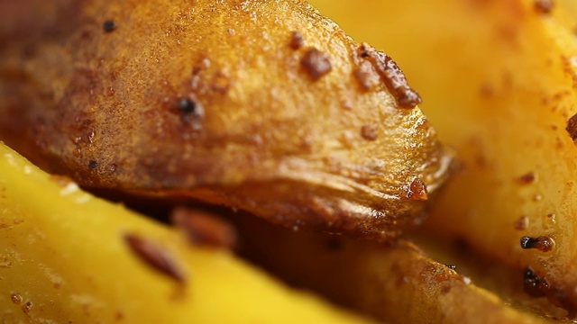 油炸土豆片与香料酥油视频素材