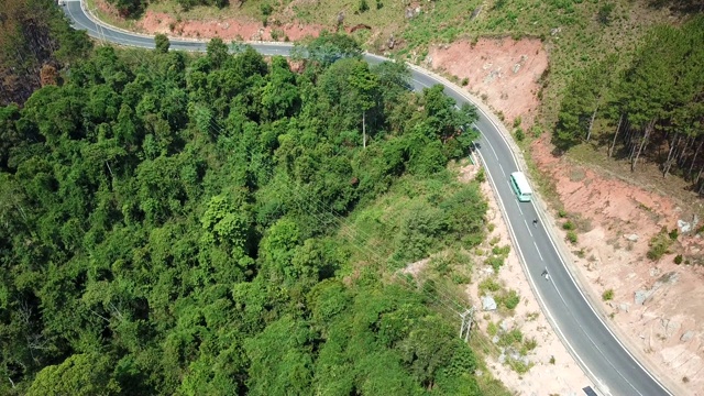 无人机鸟瞰图森林道路视频素材