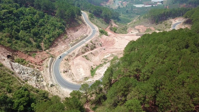 无人机鸟瞰图森林道路视频素材